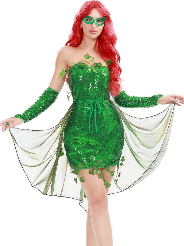 Womens Poison Villain Miss Ivy Halloween Cosplay Party Costume