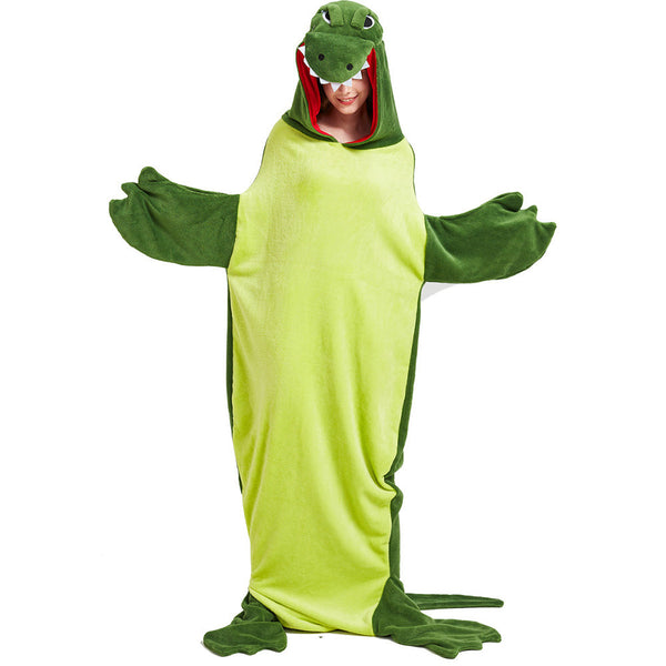 Adult Crocodile Footed One Piece Flannel Pajamas Halloween Costume