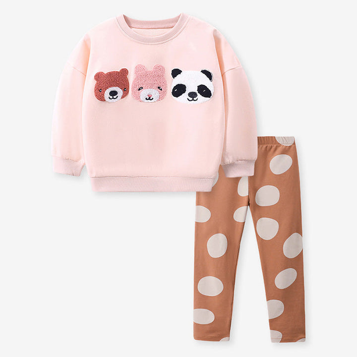 Little Girls 2 Piece Outfits Long Sleeve Cute Animal Tee And Pants Set