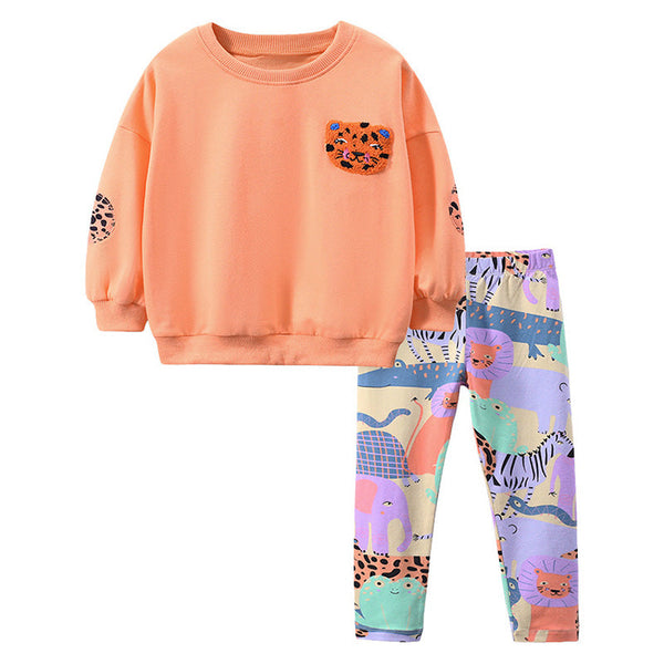 Toddler Girls Long Sleeve Cotton Tee Leggings 2 Piece Outfits Pant Set