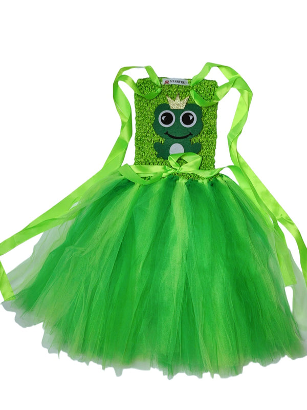 Little Girls Frog Princess Dress Halloween School Play Party Costume
