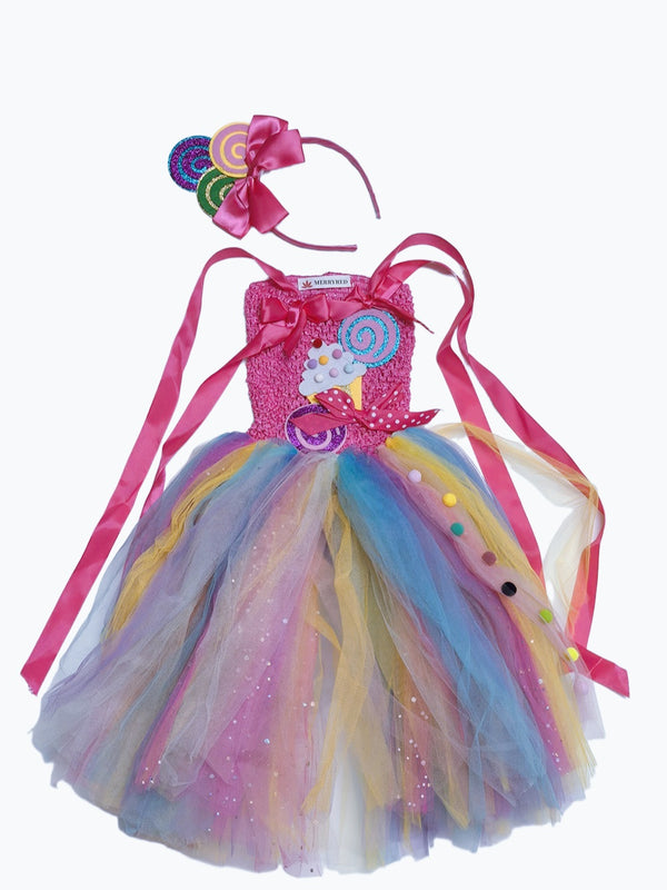 Little Girls Ice Cream Candy Dress Halloween School Play Party Costume