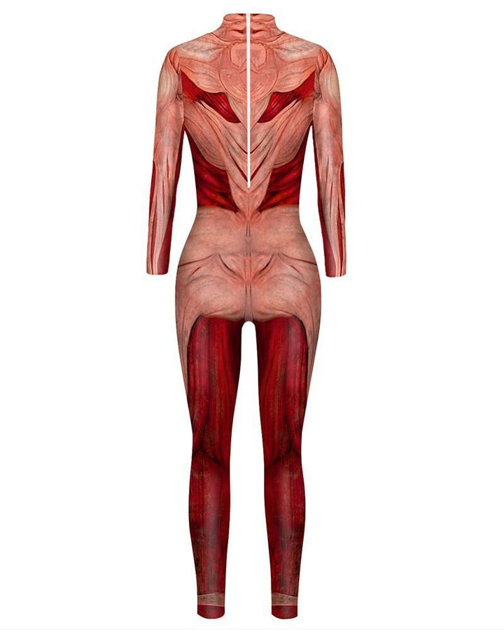 Womens Muscle Skin Cosplay Unitard Halloween Costume - pinkfad