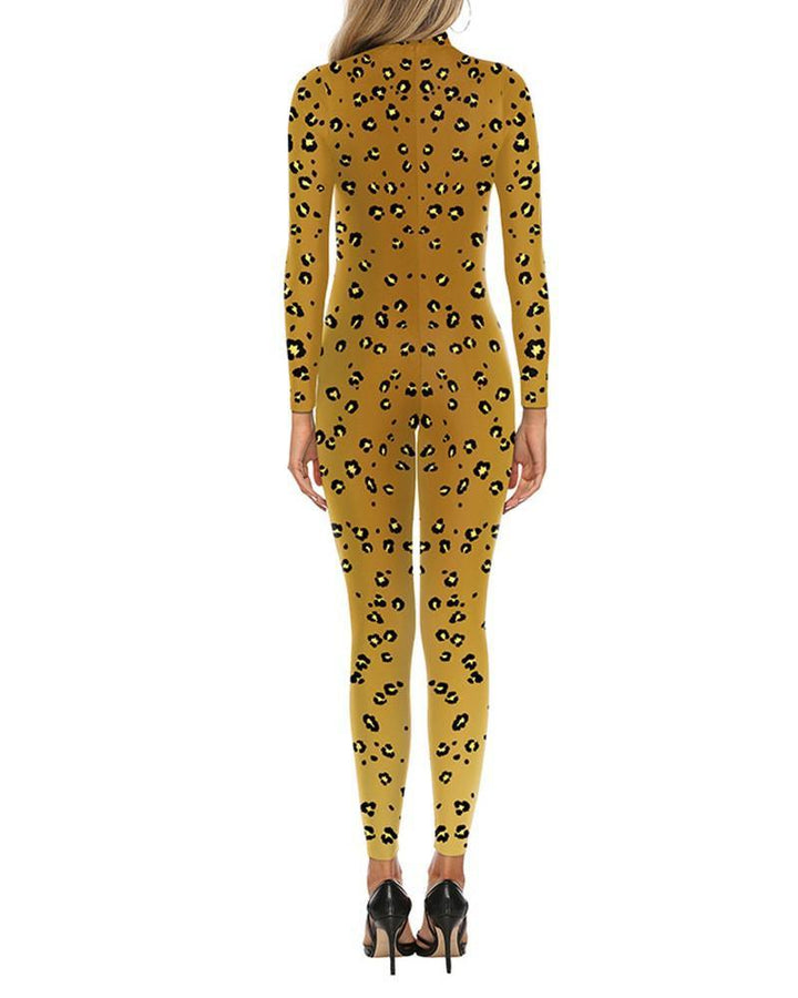 Leopard Print Dance Stage Play Halloween Catsuit Cosplay Party Costume - pinkfad